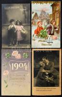 Kb. 100 db RÉGI motívum képeslap vegyes minőségben: üdvözlőlapok / Cca. 100 pre-1945 motive postcards in mixed quality: greetings