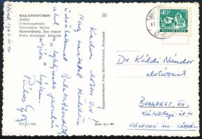 1963 Pálos György (1920-1970) Jászai Mari-díjas magyar színész, érdemes művész autográf sorai és aláírása Balatonfüredről küldött képeslapon