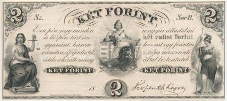 1852. 2Ft "Kossuth bankó", "B" sorozat, kitöltetlen T:XF széleken hajtás / Hungary 1852. 2 Forint "B" without date or serial number C:XF folds on the edges Adamo G123