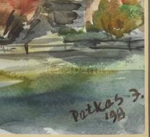 Petkes József (1928-2016): Legelésző tehenek. Akvarell, papír, jelzett, üvegezett fakeretben, 18×23,...