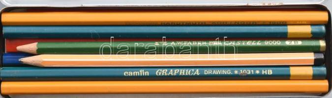 Írószerek: műszaki vonalzó. Faber Castell ceruza készletek, zsírkréta