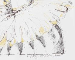 Győrfi András (1964-): Ripacsok, 2000. Tus, papír, jelzett. Dekoratív, üvegezett fakeretben, 29x40,5...