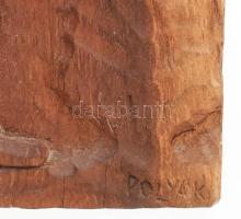 Polyák Ferenc (1945-2013): Vadász. Faragott fa, jelzett, 53x33 cm