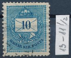 1874 10kr 13 : 11 1/2 fogazás, többszörös karcokkal / scratches (ex Lovász)