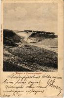 1900 Cuha-völgy, Czuha-völgy; vasúti híd, vonat, gőzmozdony. Köves Béla kiadása (Rb)