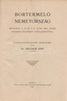 Drucker Jenő: Bortermelő Németország. Reflexiók a Magyar Szőlősgazdák Országos Egyesülete által 1907. július havában rendezett tanulmányútról. Az igazgató-választmány megbízásából írta Drucker Jenő. Budapest, 1908. ,,Pátria Irodalmi Vállalat és Nyomdai Rt. 160 + [2] p. Egyetlen kiadás. Oldalszámozáson belül számos szövegközti felvétellel illusztrált beszámoló a Magyar Szőlősgazdák Országos Egyesülete által megtett borászati tanulmányútról, melynek során az igazgatóság a dél-német és rajnai borvidékek szőlészeti, borászati, pincészeti és kereskedelmi viszonyait tekintette át. Függelékben néhány belga benyomás. Az első előzéken könyvkötői könyvjegy, néhány oldalon apró foltosság. BOEH V: 5742. Korabeli félvászon kötésben (Faragó Sándor kötészete, Szolnok), színes festésű lapszélekkel.