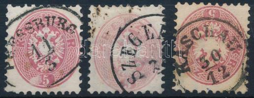 1864 3 db vízjeles 5kr / with watermark