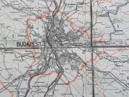 Pest megye és Budapest belső használatra szánt térképe (1957). Mérték: 1 : 250 000.
Budapest, 1957....