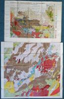 Geologische Übersichtkarte von Westserbien, Sandschak-Novipazar und Ostmontenegro. Masstab: 1 : 200,000. (1923). Idősebb és ifjabb Lóczy Lajos színes geológiai térképe Nyugat-Szerbiáról, valamint a Szandzsákról és Kelet-Montenegrótól. Mérték: 1 : 200,000 [Két térképszelvény, teljes]. Budapest, 1923. Klösz György és Fia Térképészeti Műintézete. Két színes kőnyomat, méretük: 487x640 mm egy 580x825 mm méretű térképlapon (Nyugat-Szerbia), illetve 823x800 mm egy 900x830 méretű térképlapon (Szandzsák és Kelet-Montenegró). Az első világháború idején, a Magyar Tudományos Akadémia és a Földtani Intézet megbízásából, Károlyi Lajosné Széchenyi Hanna támogatásával egy népesebb kutatócsapat indult a délszláv régió közép-balkáni vidékének geológiai felmérésére. Az 1918-1919-ben lezajlott expedíció a Belgrádtól délnyugatra elhelyezkedő, nagyjából 150x100 km kiterjedésű térség földtani térképezését célozta, a térképszelvények északi határát keletről nyugatra a Belgrád-Szabács-Bijeljina vonal jelenti (ez utóbbi város már a Drina folyón is túl, nyugaton, bosnyák területen áll), déli határát keletről nyugatra az Ipek-Spuž-Nikšič városok jelentette vonal jelenti (a koszovói területen fekvő Ipek mai neve Peja, a másik két település már montenegrói területen fekszik, nevük változatlan). A két színes térképszelvény a földrajzi szélesség 44. foka mentén csatlakozik egymáshoz. Az északi térkép nyugati szélén a Drina kanyarog, a folyó osztja a területet szerb, illetve szerb és bosnyák kevert lakosság által lakott területre, a déli rész pedig az eredendően is igen kevert etnikumú Szandzsák területét ábrázolja, amely az expedíció idején visszafoglaló harcok helyszíne, a térkép készülte idején a friss államalakulat, a Szerb-Horvát-Szlovén Királyság felségterülete volt, ma pedig a területen Montenegró északkeleti, Albánia északi, Koszovó északnyugati és Szerbia délnyugati régiói osztoznak, kultúráját illetően pedig mindig is keveredtek a szerb, az albán, a montenegrói és a török hagyományok. Térképünk ugyanakkor nem a felszín etnikai leírását célozza, hanem a jelentős méretű terület geológiai felmérését. A német nyelvű kőzetréteg-jelszínkódolás az északi térképszelvény jobb szélén kapott helyet, a térkép készítéséhez felhasznált, 1886-1922 közötti forrásmunkák felsorolása pedig ugyanezen térképszelvény bal szélén foglal helyet., a térképeken a geológiai színkódoláson kívül a térség vízrajzi, domborzati, közút- és vasúthálózata, valamint településrendszere kapott helyet. Az északi térképszelvény bal oldalán kisebb, a térképfelületet nem érintő szakadásnyom. Jó állapotú térképlapok, hajtogatva.