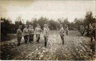 Osztrák-magyar tiszti szemle katonazenekarral / WWI K.u.k. Austro-Hungarian military music band, soldiers. photo (fl)