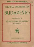 Illustrita gvidlibro tra Budapesto. Propagandilo de Géza Nyulászy de Csáholy. (Budapest, 1912). Szerző (Markovits és Garai ny.) 80 p. Eszperantó nyelvű városismertető kiadvány a magyar fővárosról, oldalszámozáson belül számos szövegközti felvétellel. A kiadvány végén az eszperantó világnyelv kialakulásáról írt magyar nyelvű tanulmány. Oldalszámozáson belül számos, döntően eszperantó nyelvű, egész oldalas hirdetéssel. A címoldalon és a fedőborítókon régi tulajdonosi bélyegzés, az első nyomtatott oldal verzóján régi ajándékozási bejegyzés. Példányunk fűzése meglazult. Fűzve, színes, illusztrált, enyhén sérült kiadói borítóban. Ritka.