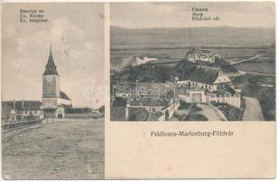 Barcaföldvár, Földvár, Marienburg, Feldioara; Biserica ev., Cetatea / Ev. Kirche, Burg / Evangélikus templom, vár. Josef Stenner és fia kiadása / Lutheran church, castle (EB)