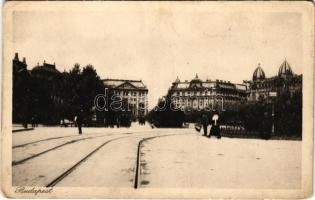 1916 Budapest V. Szabadság tér, villamossínek (EK)