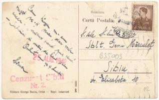 1942 Orlát, Winsberg, Orlat (Szeben, Sibiu); utca, templom. George Baciu kiadása / street view, chur...