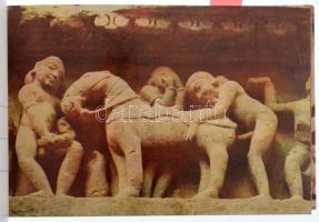 Khajuraho - modern indiai képeslapfüzet 20 db erotikus szobor képeslappal / modern India postcard bo...