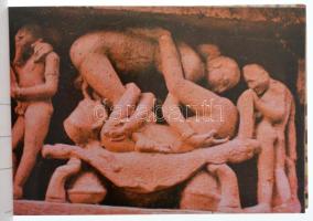 Khajuraho - modern indiai képeslapfüzet 20 db erotikus szobor képeslappal / modern India postcard bo...