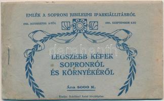 1925 Sopron, Emlék a soproni jubileumi iparkiállításról. Legszebb képek Sopronról és környékéről - képeslapfüzet 5 képeslappal Soproni Hírlap reklámmal a hátoldalon