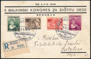 1938 Ajánlott levél Gyermek sorral / Mi 350-353 on registered cover