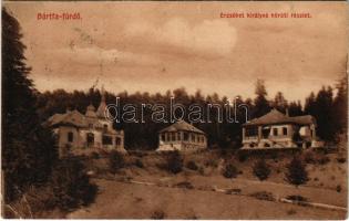1913 Bártfa, Bártfafürdő, Bardejovské Kúpele, Bardejov; Erzsébet királyné körút, nyaralók. Divald / street view, villas (EB)