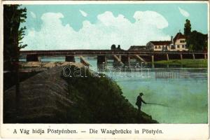 1915 Pöstyén, Piestany; Vág hídja. Gipsz H. kiadása / Die Waagbrücke / Váh bridge (EK)