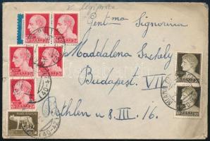 1938 Légi levél 8 db bélyeggel Budapestre / Airmail cover to Budapest