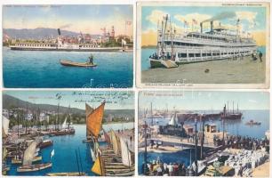 33 db főleg RÉGI képeslap hajókkal és kikötőkkel, vegyes minőség / 33 mostly pre-1945 postcards with ships and ports, mixed quality