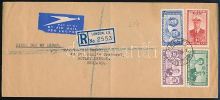 1947 Ajánlott légi levél Mi 35-38 sorral / Mi 35-38 on registered airmail cover