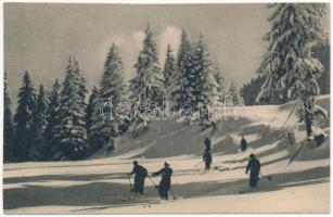 Brassó, Kronstadt, Brasov; Poiana Ruia / téli sport, síelők / winter sport, skiers (vágott / cut)