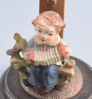 Asztali kegytárgy. Fa, festett fém, kopással, laza, m: 23 cm