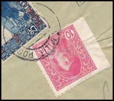 1919 jan. 19. Mi 5 + 2 magánfogazású Bosznia Hercegovina Hírlapbélyeg ajánlott levélen túlélő bélyeg...