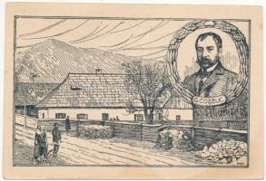 Hordó, Hordau, Cosbuc; Casa natala si portretul lui G. Cosbuc, trubadurul idilic al neamului romanesc / Cosbuc román költő szülőháza és portréja / birthplace and portrait of G. Cosbuc, Romanian poet (fl)