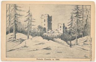 Csicsóújfalu, Csicsó, Ciceu-Corabia; Ruinele Ciceului, Cetatea Ciceu / Csicsó várának romjai 1865-ben / castle ruins in 1865 s: Varjus (EB)