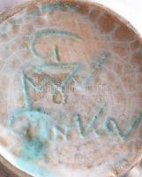 Gorka Géza (1894-1971): Horpasztott négyoldalú váza. Repesztett mázzal, jelzett, aljánál lepattanáss...