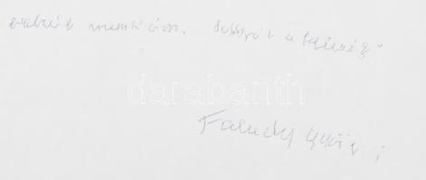 Faludy György (1910-2006) Kossuth-díjas költő magyar ny. verses kézirata, két lapon, autográf aláírá...