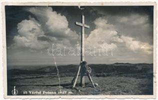 1937 Mező-havas, Varful Poiana, Varful Poienii; kereszt a hegycsúcson / mountain peak, cross (r)