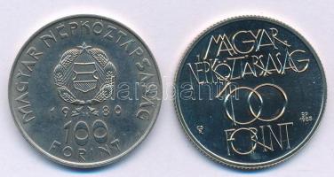 1980. 100Ft Cu-Ni "Szovjet-magyar közös űrrepülés" kapszulában + 1985. 100Ft Cu-Ni "K...