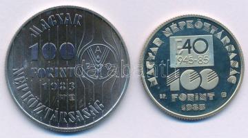 1983. 100Ft Cu-Ni "FAO - Több gabonát a világnak" + 1984. 100Ft Cu-Ni "FAO - Ha kivág...