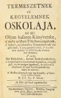 H[orváth] Gy[örgy], P[álóczi]: Természetnek és kegyelemnek oskolája Természetnek és kegyelemnek oskolája, az az: Ollyan hasznos könyvetske, a melly az Isteni tökélletességeknek, a látható, és láthatatlan teremtéseknek visgálásából, s meg-gondolásából, a keresztyén embert az Isten ditséret serkenti... Győr, 1775. Streibig Gergely János. 330 + [2]p. + 2t. (csontváz és holdfogyatkozások) Egyetlen kiadás.  A szerző, református prédikátor, költő. Filozófiai művében Isten megismerhetősége mellett a kegyelem fajtáival is foglalkozik. Ő használja először ebben a művében a ,,tűztenger kifejezést a napra, mint a Naprendszer középpontjára. Művében számos olyan gondolat fedezhető fel, melyek később fia Pálóczi Horváth Ádám költeményeit is befolyásolhatták. A kiadások néhány példányába rézmetszetű címképet is kötöttek.  Hiányos, a címképmetszet és rézmetszetek hiányoznak. Bordázott gerincű restaurált félbőr-kötésben.  Becses ritkaság!