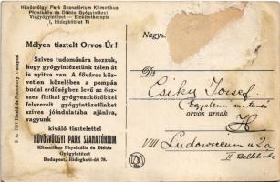 Budapest II. Hűvösvölgy, Park Szanatórium. Hidegkúti út 78. (Rb)