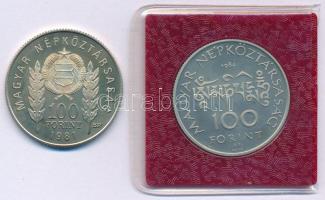 1981. 100Ft Cu-Ni-Zn "Bulgária 1300 éves" kapszulában + 1984. 100Ft alpakka "Körösi C...