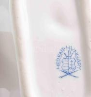 Herendi Viktória mintás leveles tálka, kézzel festett, jelzett, sérült, h: 14,5 cm