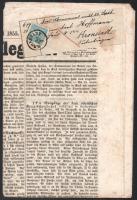 1855 Teljes újság II. típusú kék Hírlapbélyeggel (0,6kr) / Bule Newspaper stamp on complete newspaper KRONSTADT (Brasov)