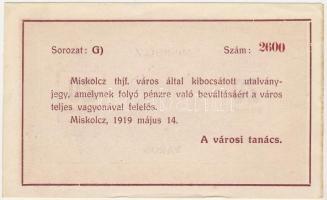 Miskolc 1919. május 14. 20K T:AU,XF hajtatlan, de sérült szélek
 Adamo MIS-7.4
