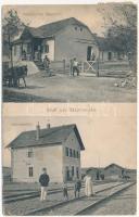1913 Erdősmecske, Rácmecske (Baranya); vasútállomás, Kleisz üzlete (EB)