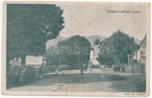1917 Donji Lapac (Lika), utca, szerb ortodox templom. Phot. Dr. Sondic / street view, Serbian Orthodox church (kopott sarkak / worn corners)