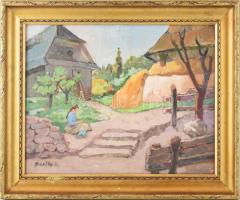 Bartha László (1902-1998): Erdélyi falurészlet. Olaj, vászon, jelzett, fakeretben, 39×50 cm / oil on canvas, signed, framed