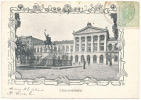 1904 Bucharest, Bukarest, Bucuresti, Bucuresci; Universitatea / university. Atelier grafic J. V. Socecu Art Nouveau, floral (cut)