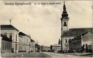 1915 Nyíregyháza, Ágostai evangélikus körlet a püspöki lakkal. Borbély Sámuel kiadása