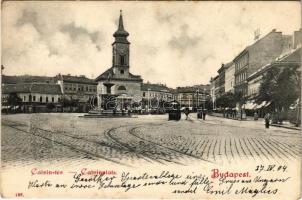 1904 Budapest VIII. Kálvin tér villamos, üzletek (fl)