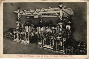 1914 Budapest, Országos kertészeti Kiállítás, Pergola és Medeola lugas. Hátoldalon Magyar-amerikai famegmunkáló mintatelep rt. reklámja (Kerepesi út 29/a.) (EK)